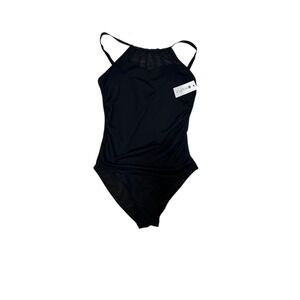 HOLIPICK Black One Piece Swimsuit‎ Tummy Control Mesh Detail Women's